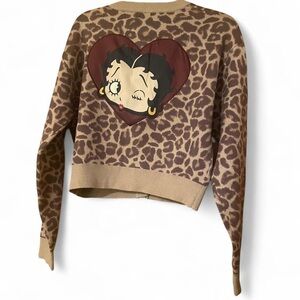 Grayson Threads Leopard-Spot Cardigan - Betty Bop on back